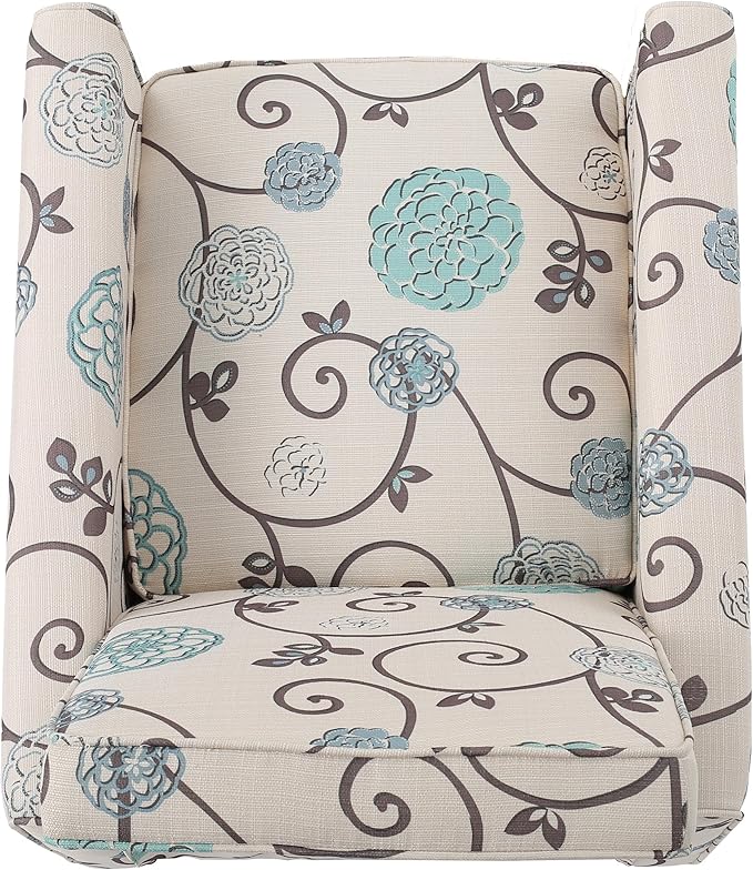 Christopher Knight Home Dufour White and Blue Floral Fabric Recliner 26.75D x 34W x 36.25H in