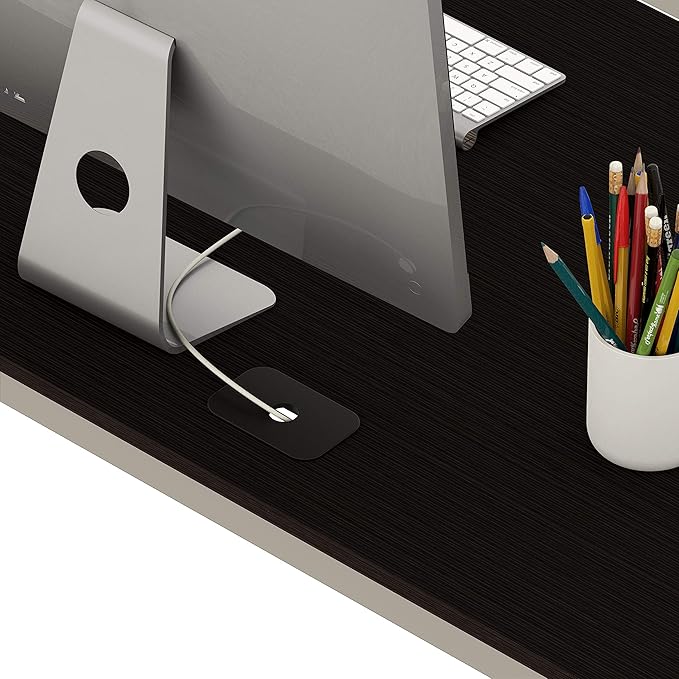 SHW 55 x 60 Inches Commercial-Grade L-Shape Corner Office Computer Desk, Espresso
