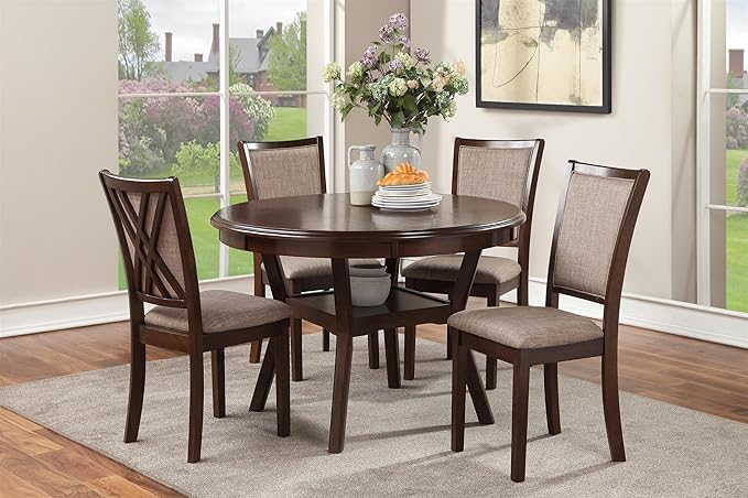 New Classic Furniture Amy Dining Set, Brown Cherry