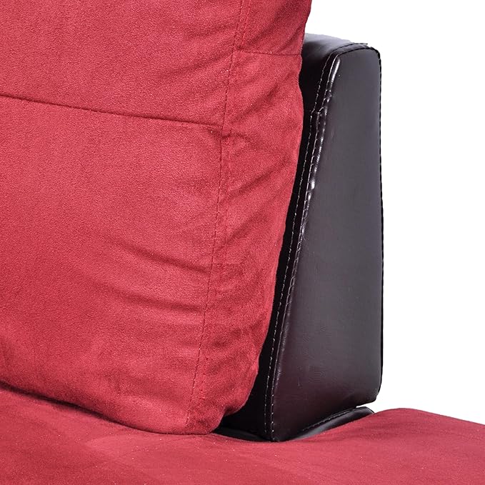 NicBex Sectional Couch 3 Pieces Sofa Set with Left Chaise Flannel PVC L Shaped Cloud Couch for Living Room Furniture Sets with Storage Ottoman, Modular Sofa for Living Room & Apartment, Red+Black