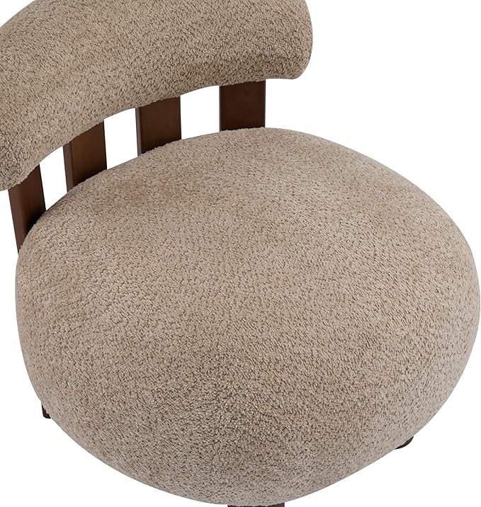 Christopher Knight Home Elvina Boucle Fabric Accent Chair, Solid Wood Single Lounge Sofa, Bedroom Comfy Reading Chair, for Modern Minimalist Style Living Room/Home Office, Light Brown