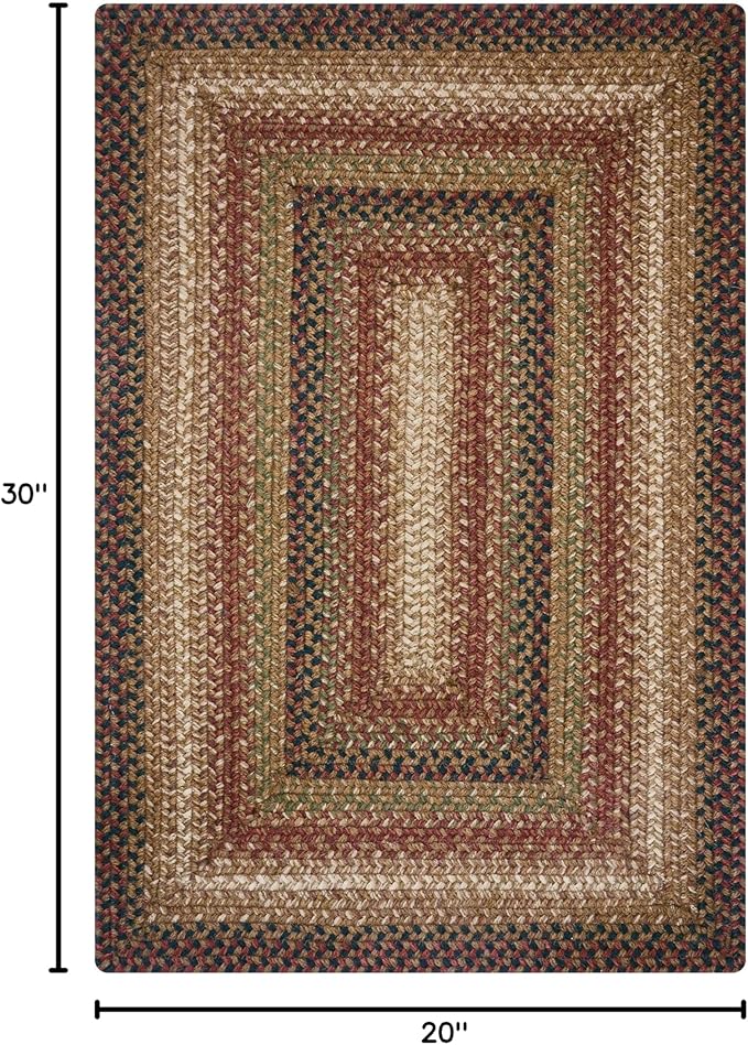 Gingerbread Brown Jute Braided Rug, 20x30 Rectangle - Perfect Country Decor for Kitchen, Entryway, Everywhere