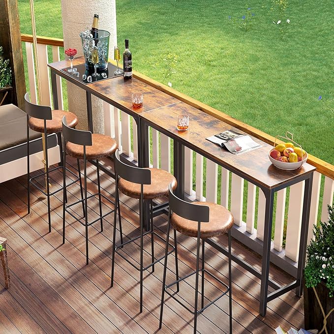 ODK 55 Inch Bar Table, Bar Height Pub Table, Counter Height Bar Table, Rectangular High Top Kitchen & Dining Counter Tables with Sturdy Legs & Easy-to-Clean Top, Indoor use, Rustic Brown