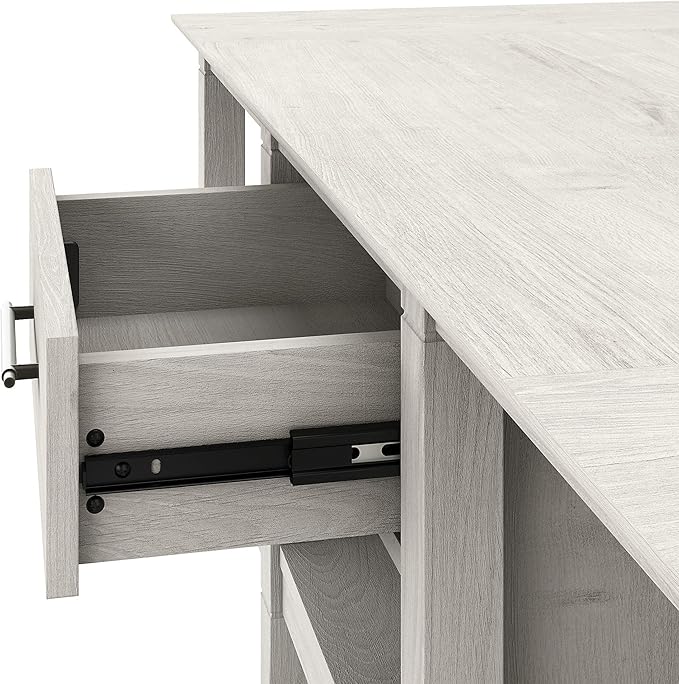 Bush Furniture Key West Coffee Table with Set of 2 End Tables in Linen White Oak