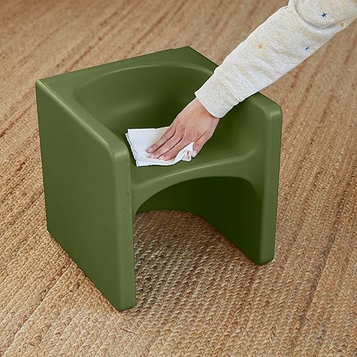 ECR4Kids Tri-Me Table and Cube Chair Set, Multipurpose Furniture, Hunter Green, 3-Piece