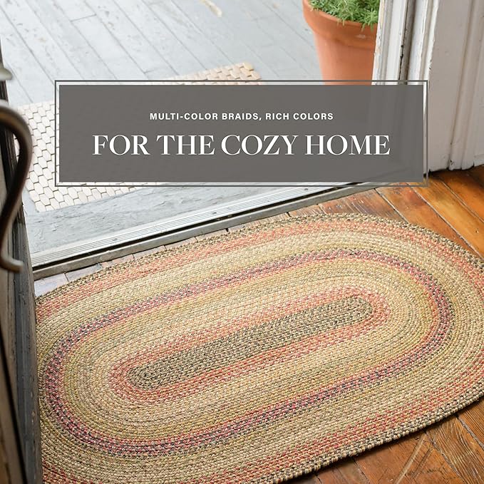 Kingston Jute Braided Rug 2x3' Multicolor – Braided Indoor Entryway Rug, Also Ideal to Use in Kitchen and Bathroom