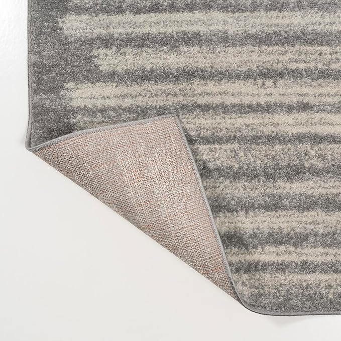 JONATHAN Y Khalil Modern Berber Stripe Gray/Cream Indoor Area Rug, 8x10, Contemporary, Bohemian, Easy-Cleaning for Living Room, Bedroom, Kitchen, Pet Friendly, Non-Shedding (MOH207G-8)