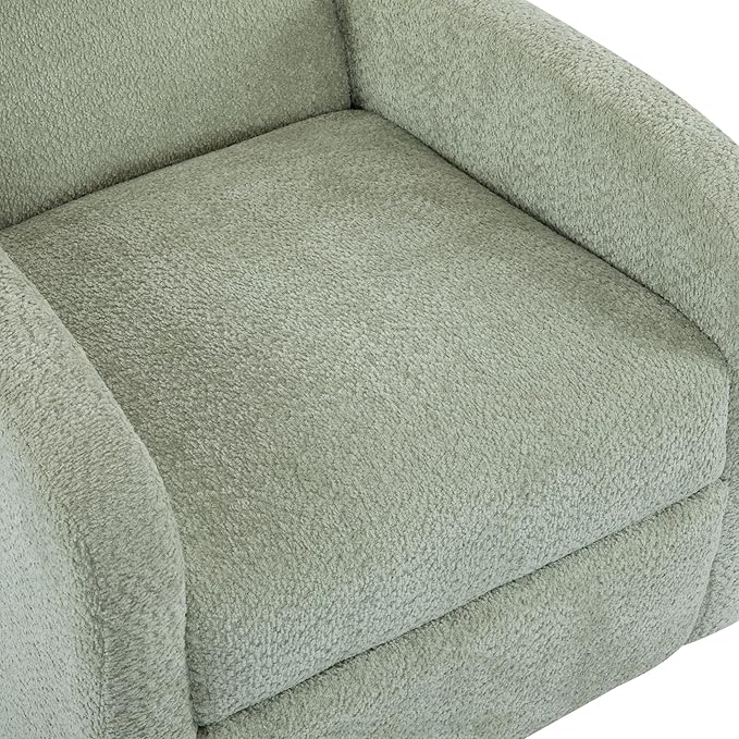 Christopher Knight Home Sidney Boucle Fabric Upholstered 360° Swivel Chair, Push-Back Recliner, Solid Wood Glider Recliner with Rotation, Living Room Lounge Chair, Adjustable Backrest, Greyish Green