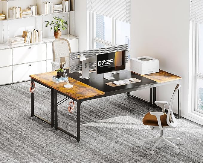 Coleshome 71 Inch Computer Desk, Modern Simple Style Desk for Home Office, Study Student Writing Desk, Vintage and Black