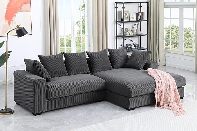 Evan L Shape sectional Sofa for Living Room, Apartment, Bedroom, Office