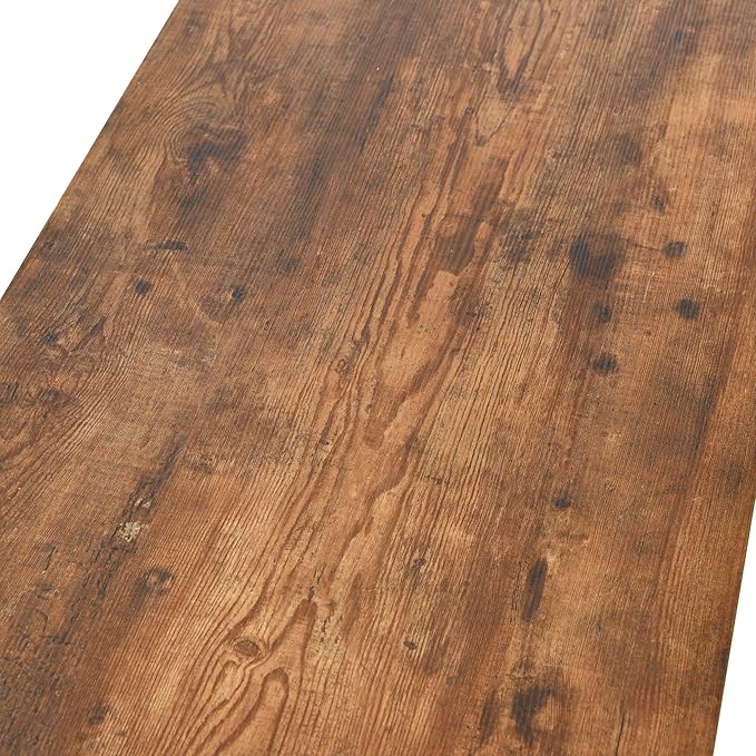 Household Essentials Wrap Rectangular Coffee Table Rustic Hickory Wood Grain and Black Metal