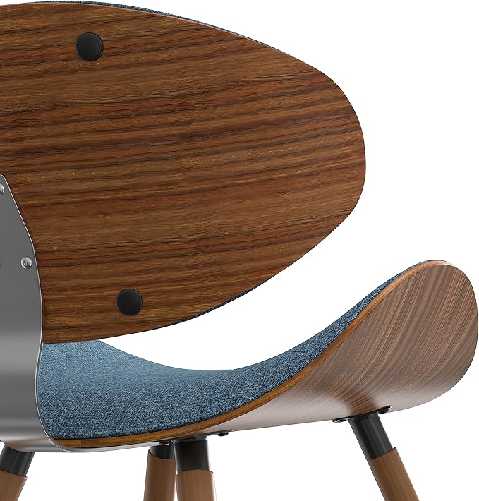 SIMPLIHOME Marana Dining Chairs - Upholstered Bentwood Back and Linen-Style Fabric Kitchen Chair in Denim Blue, Mid-Century Modern Ergonomic Dining Room Seating with Contoured Seat and Beech Wood Legs