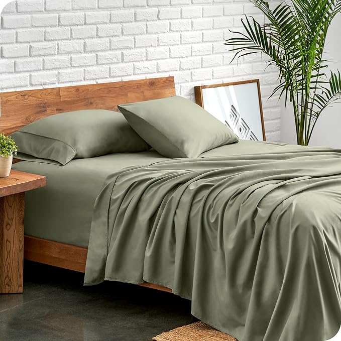 Bare Home Full XL Sheet Set - Luxury 1800 Ultra-Soft Microfiber Full Extra Long Bed Sheets - Double Brushed - Deep Pockets - Easy Fit - 4 Piece Set - Bedding Sheets & Pillowcases (Full XL, Sage)