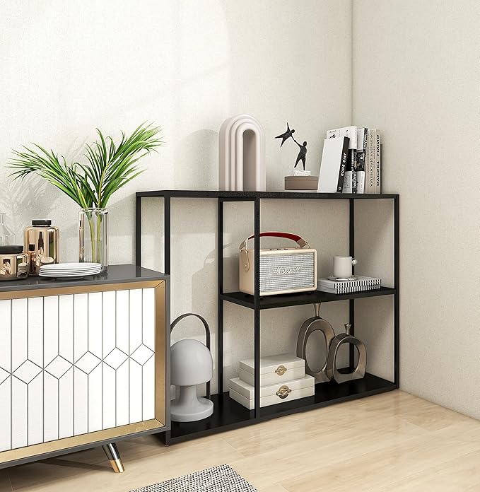 HDANI Console Table, Narrow Entryway Table, 3 Tier Metal Hallway Table, 11.8''Dx39.4''Wx31.5''H(Black)