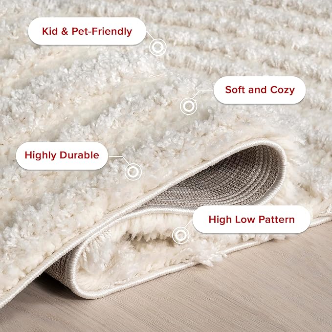 nuLOOM Gloria Abstract Shag Runner Rug, 2' 6" x 10', Beige