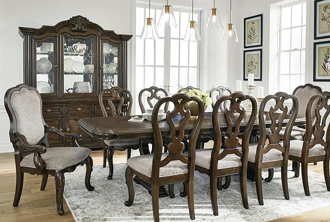 Signature Design by Ashley Maylee Classic Upholstered Armless Dining Chair, Set of 2, Dark Brown