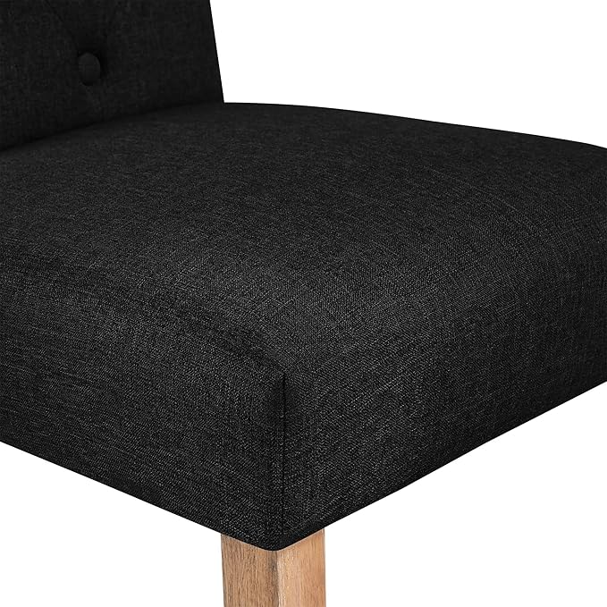 Yaheetech Dining Chairs Set of 2 Fabric Upholstered Dining Room Chairs with Button Tufted High Back and Solid Wood Legs for Kitchen/Living Room/Restaurant, Modern Style, Black