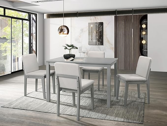 Poundex 5 Piece Dining Set in Gray