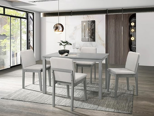 Poundex 5 Piece Dining Set in Gray