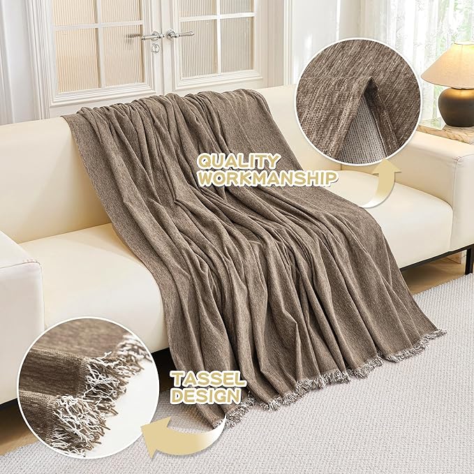 MYSKY HOME Couch Cover for Dogs Washable Couch Covers Couch Covers for Dogs Couch Cover 2 Cushion Sofa Non Slip Dogs Furniture Protector with Tassels Chenille Sofa Covers for Pets, 71"x102", Sand