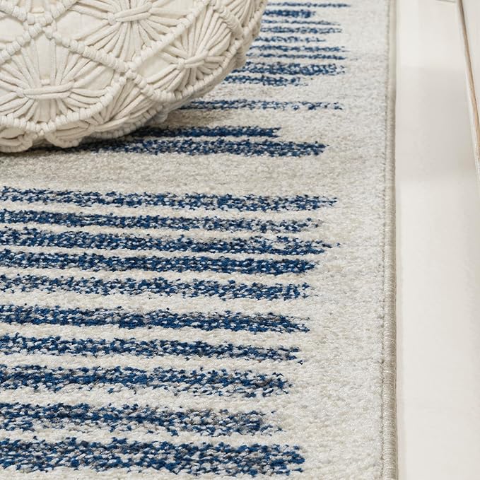 JONATHAN Y Khalil Modern Berber Stripe Cream/Navy Indoor Area Rug, 4x6, Contemporary, Bohemian, Easy-Cleaning for Living Room, Bedroom, Kitchen, Pet Friendly, Non-Shedding (MOH207E-4)