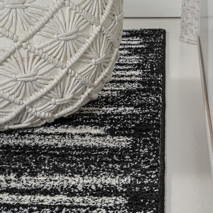 JONATHAN Y Khalil Modern Berber Stripe Black/Cream Indoor Area Rug, 3x5, Contemporary, Bohemian, Easy-Cleaning for Living Room, Bedroom, Kitchen, Pet Friendly, Non-Shedding (MOH207F-3)
