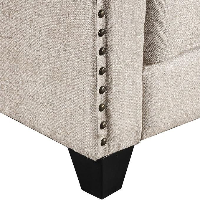 3 Pieses Living Room Sofa Sets Linen Blend Button Tufted Retro Sofa&Couch Include 3 Seaters Couch, Loveseat and Armchair with Waved Armrests and Nailhead Decor for Home Apartment Office