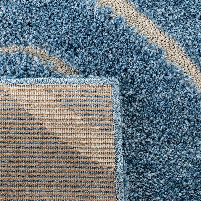 SAFAVIEH Florida Shag Collection Accent Rug - 4' x 6', Light Blue & Cream, Scroll, Non-Shedding & Easy Care, 1.2-inch Thick Ideal for High Traffic Areas in Entryway, Living Room, Bedroom (SG455-6011)