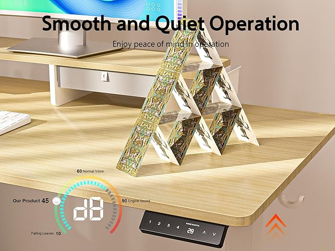 55x24 Inches Electric Standing Desk with Drawer and Monitor Stand, Height Adjustable Stand up Desk for Home Office, Ergonomic Sit to Stand Desk with Phone Holder, 3 Hooks, Oak
