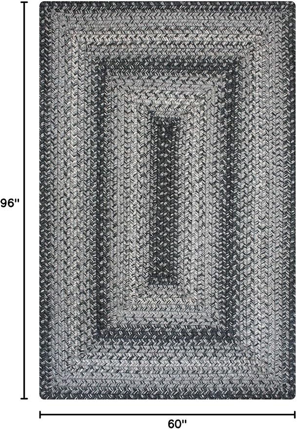 Homespice Flint Hill Jute Braided Area Rugs 5x8' - Gray Braided Rugs for Living Room and Bedroom