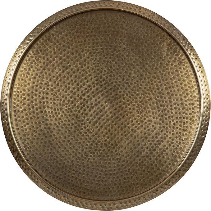 Kate and Laurel Sanzo Modern Round Pedestal Side Table; 15 x 15 x 24; Gold; Decorative End Table with Hammered Tabletop for Use as a Bedroom Nightstand or Living Room Accent
