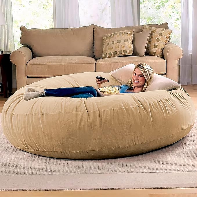 Jaxx 6 Foot Cocoon - 2-in-1 Convertible Bean Bag Bed & Large Bean Bag Chair for Adults, Camel