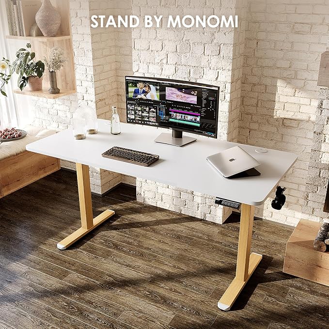 Monomi Electric Standing Desk, 55'' Height Adjustable Ergonomic Home Office Sit Stand Up Desk with Memory Preset Controller, White