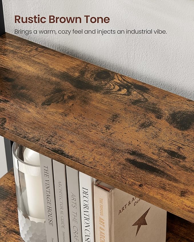 VASAGLE 6-Tier Bookshelf, Book Shelf, Industrial Bookcase, with Steel Frame, for Living Room, Home Office, Bedroom, 9.4 x 23.6 x 73.2 Inches, Rustic Brown and Black ULLS113B01