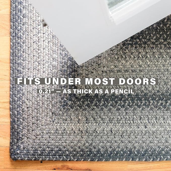 Homespice Flint Hill Braided Area Rug 6x9' - Gray Dining Room Rugs for Under Table for Primitive Decor