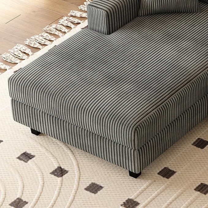 Eafurn Convertible L Shaped Modular Sectional Sofa Couch, 5 Seater Corduroy Upholstered Corner Sofa Lounge Couch with Extra Wide Reversible Chaise Lounge and Headrest for Living Room