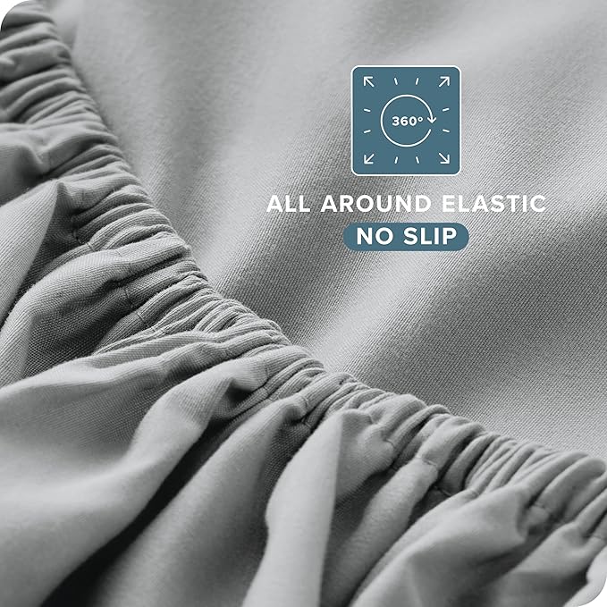 Bare Home Full Extra Long Sheet Set - 1800 Ultra-Soft Microfiber Full XL Bed Sheets - Double Brushed - Deep Pockets - Easy Fit - 4 Piece Set - Bed Sheets (Full XL, French Grey)