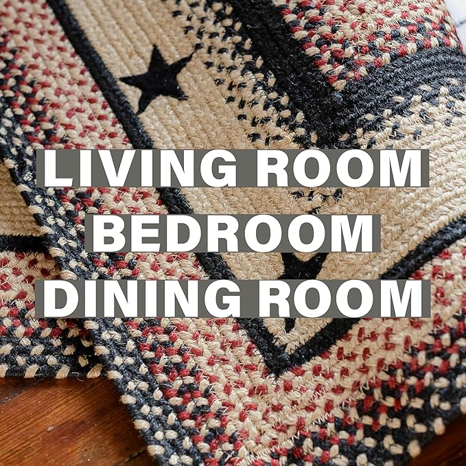 Homespice Gloucester Jute Black 8x10' Braided Area Rug for Living Room, Bedroom and Dining Room. Pet Friendly. Decor Styles- Farmhouse Rug, Rustic, Vintage, Cottage, Primitive, Country, Boho Rug