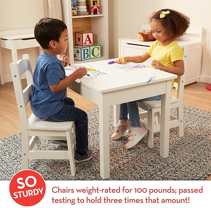 Melissa & Doug Wooden Kids Table & Chairs Set, Montessori, Homeschool Classroom Must Haves, Bedroom Furniture for Boys & Girls 3+