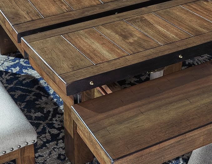 Signature Design by Ashley Moriville Farmhouse 36” x 30” Dining Extension Table, Seats up to 8, Brown