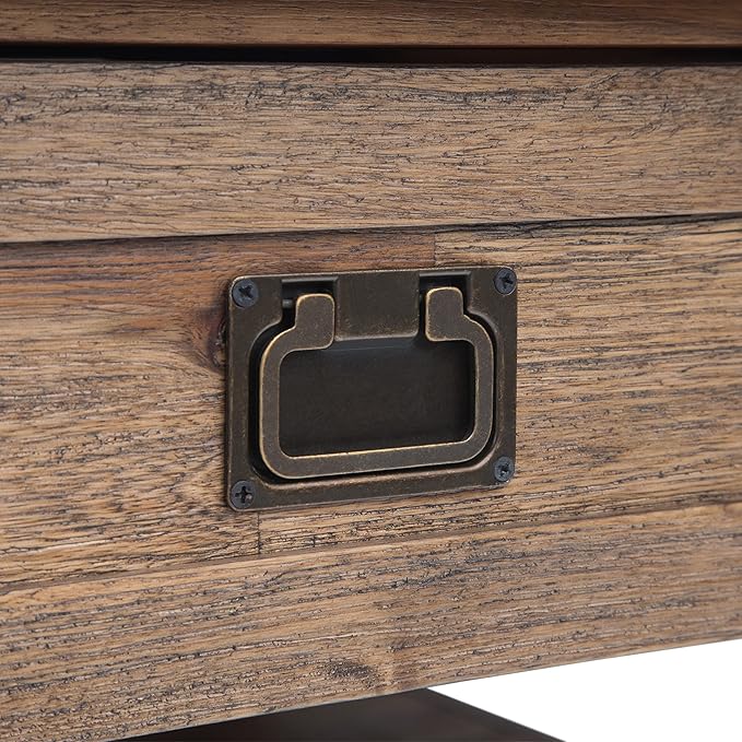 SIMPLIHOME Monroe Square Coffee Table - 38 inch Wide Solid Acacia Wood Living Room Table in Rustic Natural Aged Brown, Rustic Cocktail Table for Family Room or Lounge with 2 Drawers and Open Shelf