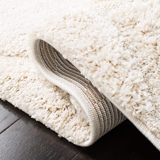 SAFAVIEH Florida Shag Collection Runner Rug - 2'3" x 9', Creme & Creme, Scroll Design, Non-Shedding & Easy Care, 1.2-inch Thick Ideal for High Traffic Areas in Living Room, Bedroom (SG455-1111)