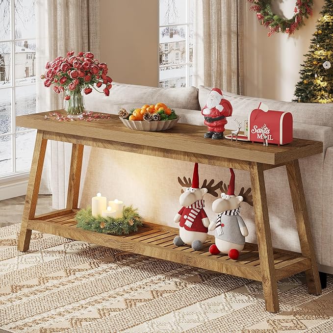 Tribesigns 70.86-Inch Console Table for Entyrway, Farmhouse 2-Tier Entry Entrance Table, Narrow Long Sofa Table Behind Couch, Light Brown