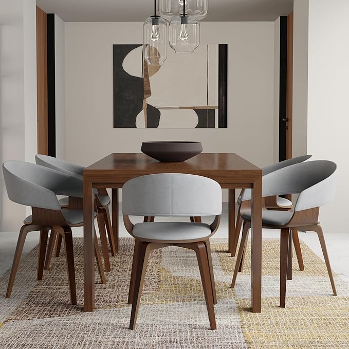 SIMPLIHOME Wilson Dining Table, Solid Wood Walnut Veneer, 60 x 36 inches, Transitional-Style Rectangular Kitchen Table for up to 6 People