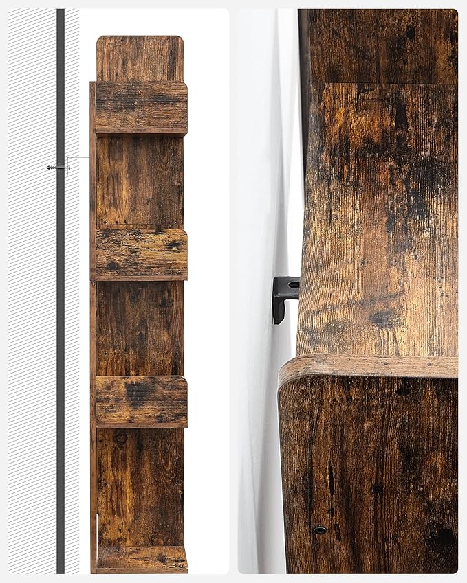 VASAGLE Bookshelf, Tree-Shaped Bookcase with 13 Storage Shelves, Rounded Corners, 9.8”D x 33.9”W x 55.1”H, Rustic Brown ULBC67BXV1
