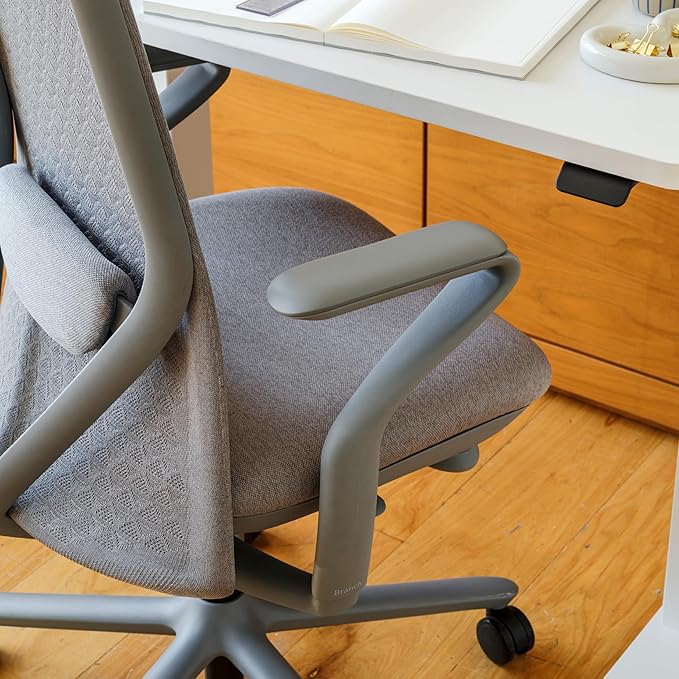 Branch Verve Chair - High Performance Executive Office Chair with Contoured Seat Back and Adjustable Lumbar Rest - High Density Foam Cushion with Aluminum Base - Up to 275 lbs - Lunar