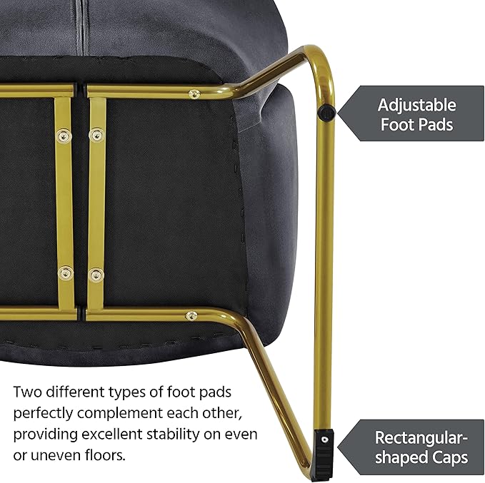Yaheetech Flower Shape Velvet Armchair, Modern Side Chair Vanity Chair with Golden Metal Legs for Living Room/Dressing Room/Bedroom/Home Office/Kitchen, Dark Gray