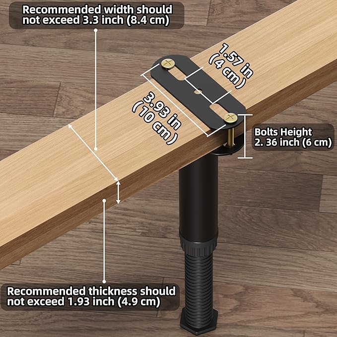 4 Pcs Adjustable Height Bed Support Legs 7.08-12.6 inch with Locking Ring, Bed Frame Center Support Legs for Bed Frame/Bed Center Slat/Furniture, Bed Replacement Legs Bed Slats Support Legs