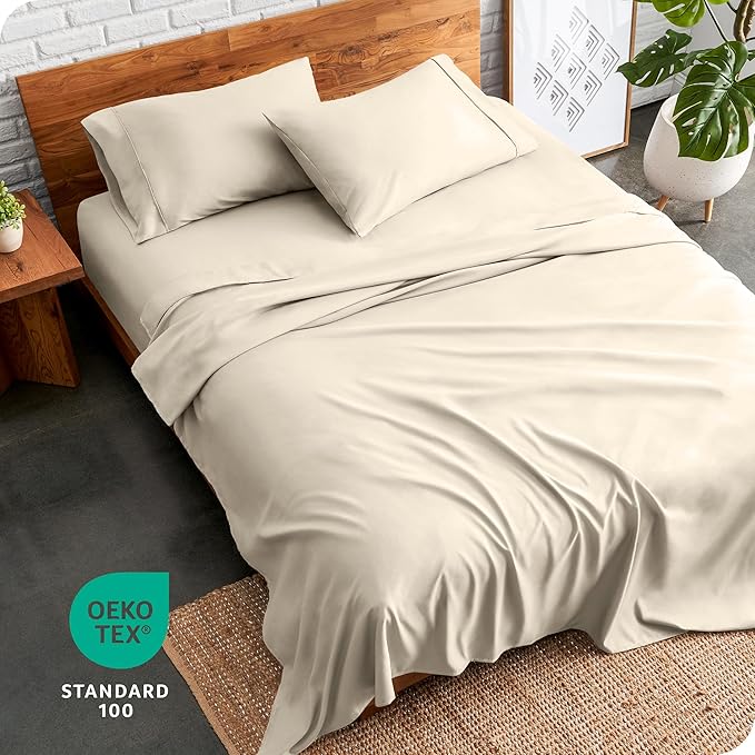 Bare Home Full Sheet Set - Luxury 1800 Ultra-Soft Microfiber Full Bed Sheets - Double Brushed - Deep Pockets - Easy Fit - 4 Piece Set - Bedding Sheets & Pillowcases (Full, Sand)
