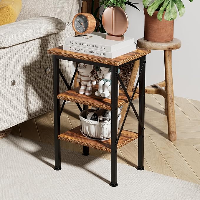 VECELO Modern Nightstands X-Design Side End Table Night Stand with Storage Shelf for Bedroom,Living Room,
